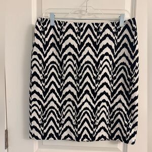 Banana Republic Zebra Animal Print Pencil Mini Skirt Black white Size 8